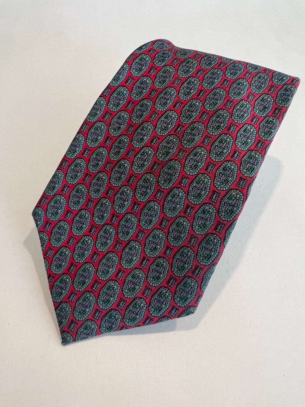 Ermenegildo Zegna Men’s Cotton & Silk Neck Tie Red Purple Green SG